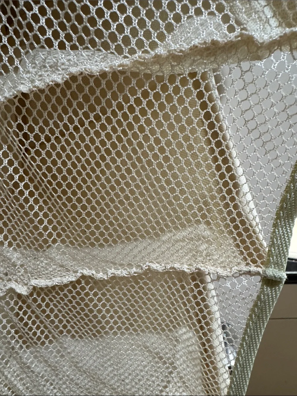 Over-the-Door Beige Mesh Hanging Organizer for Shoes or Storage